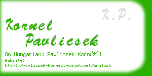 kornel pavlicsek business card